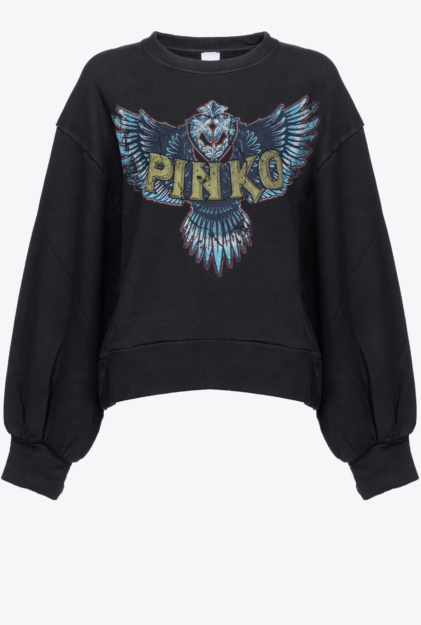 Pièces En Maille|PINKO Sweat-Shirt Imprime Ailes Et Logo Gris-Noir Intense