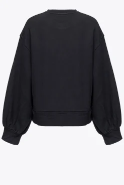 Pièces En Maille|PINKO Sweat-Shirt Imprime Ailes Et Logo Gris-Noir Intense