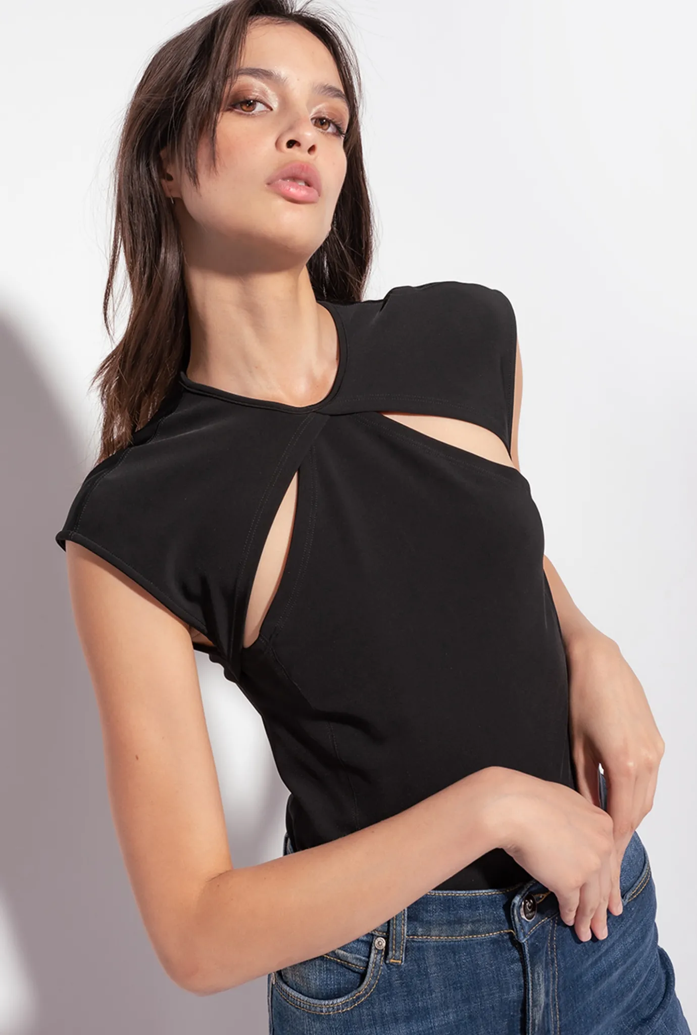 Topwear|PINKO Top A Decoupes Noir Limousine