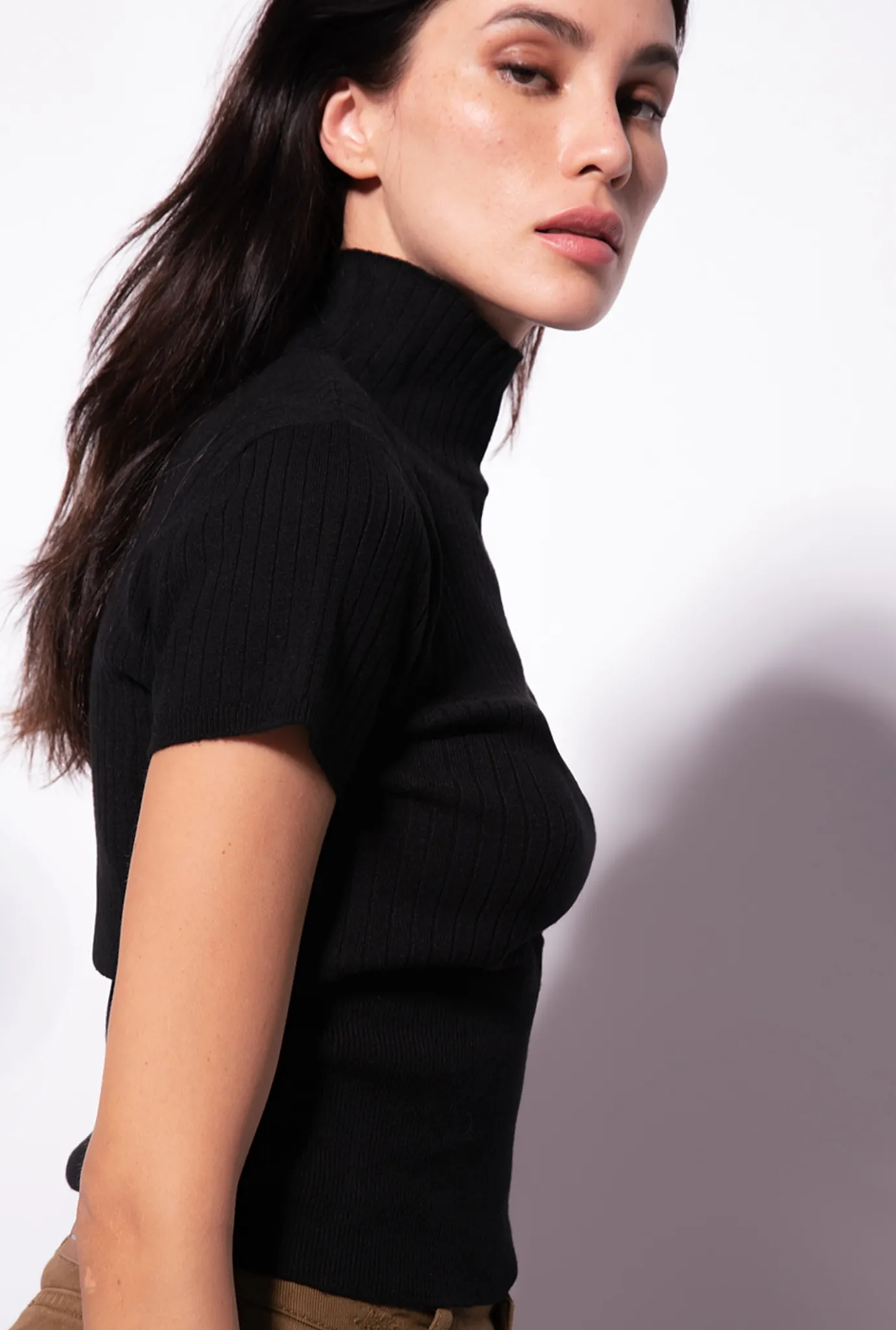 Pièces En Maille|PINKO Top A Demi-Manches En Cotes Noir Limousine