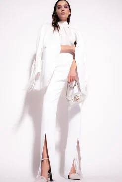 Topwear|PINKO Top A Encolure Americaine En Crepe Georgette Blanc Casse