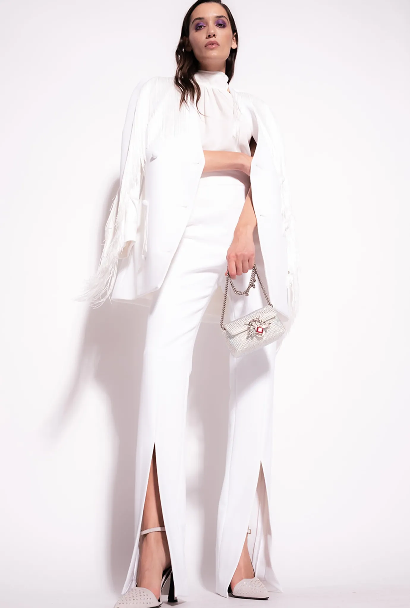 Topwear|PINKO Top A Encolure Americaine En Crepe Georgette Blanc Casse