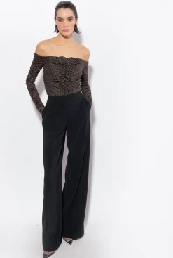 Topwear|PINKO Top A Epaules Denudees A Micro Clous Noir/Or