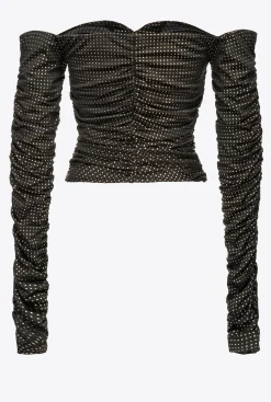 Topwear|PINKO Top A Epaules Denudees A Micro Clous Noir/Or