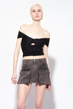 Topwear|PINKO Top A Epaules Denudees En Jersey Fluide Noir Limousine