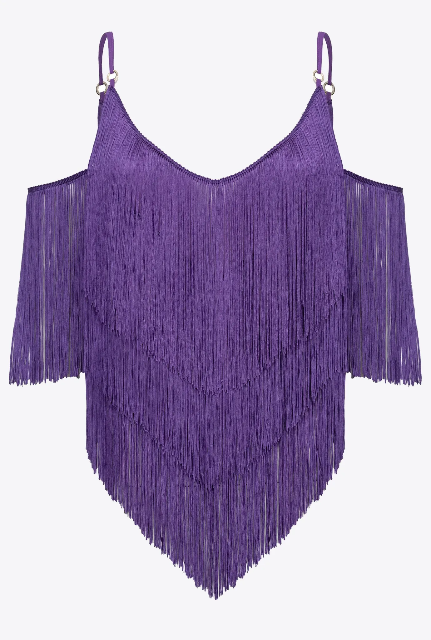Tailleurs Et Ensembles|PINKO Top A Franges Fines Violet Pensee