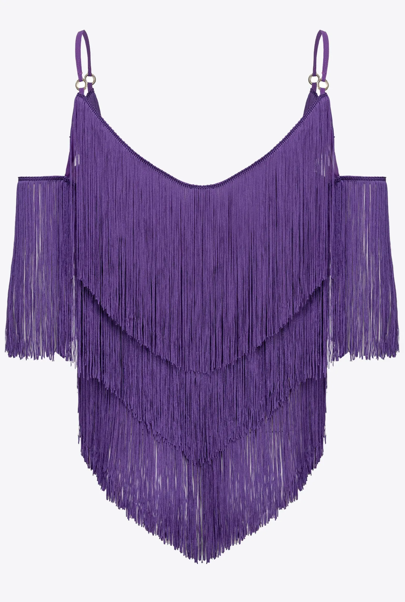 Tailleurs Et Ensembles|PINKO Top A Franges Fines Violet Pensee