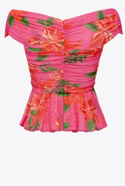 Topwear|PINKO Top A Imprime Floral Mult. Fuchsia/Rouge