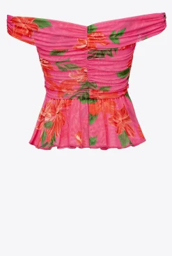 Topwear|PINKO Top A Imprime Floral Mult. Fuchsia/Rouge