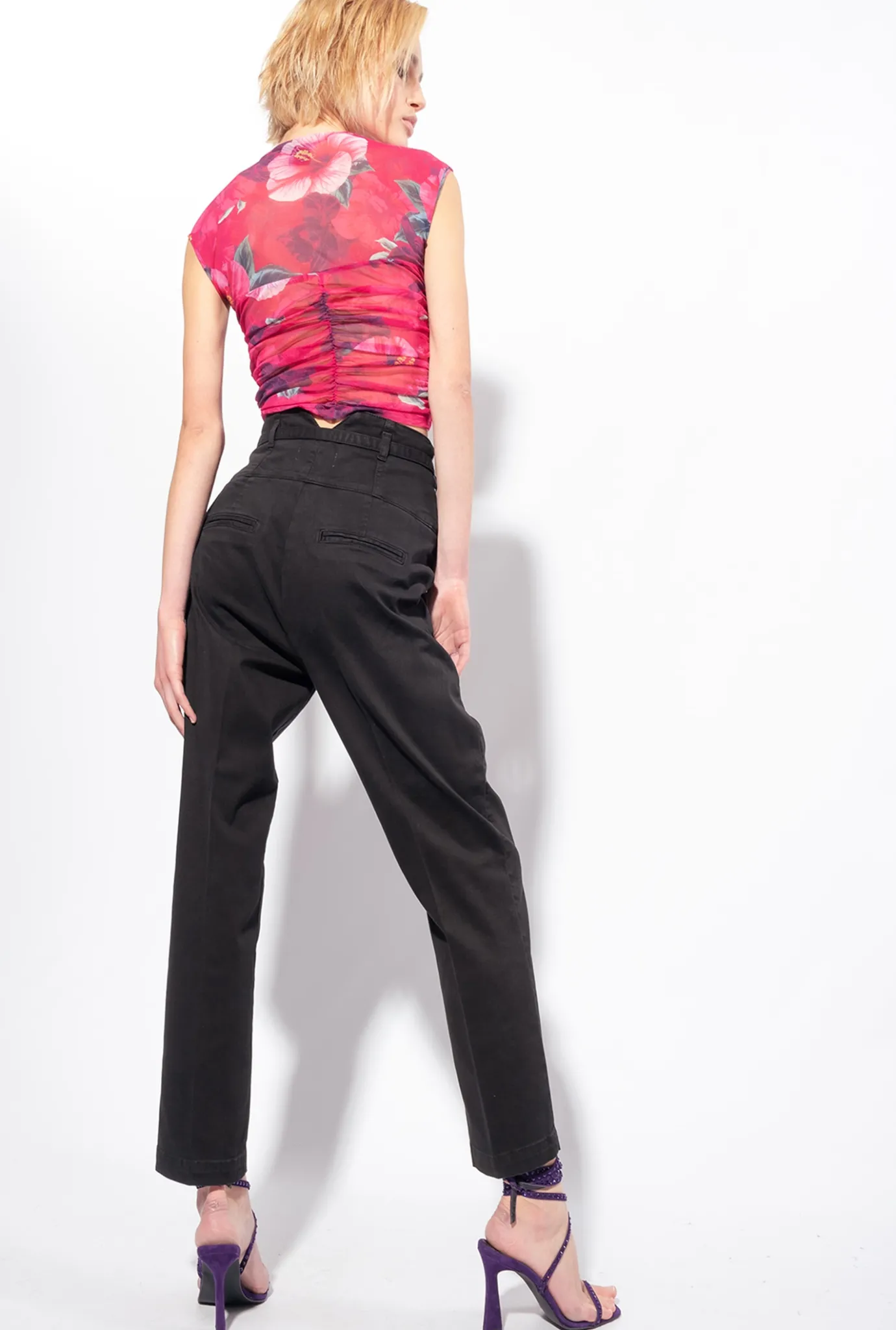 Tailleurs Et Ensembles|PINKO Top A Imprime Hibiscus Multi.Fuchsia/Rose