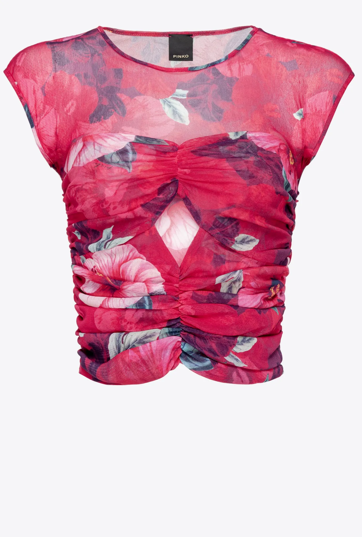 Tailleurs Et Ensembles|PINKO Top A Imprime Hibiscus Multi.Fuchsia/Rose