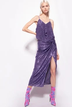 Tailleurs Et Ensembles|PINKO Top A Rayures Pailletees Lilas Lavande