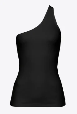 Topwear|PINKO Top Asymetrique Avec Broderie Noir Limousine