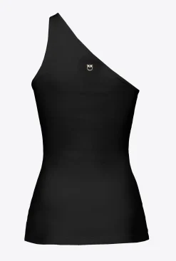 Topwear|PINKO Top Asymetrique Avec Broderie Noir Limousine