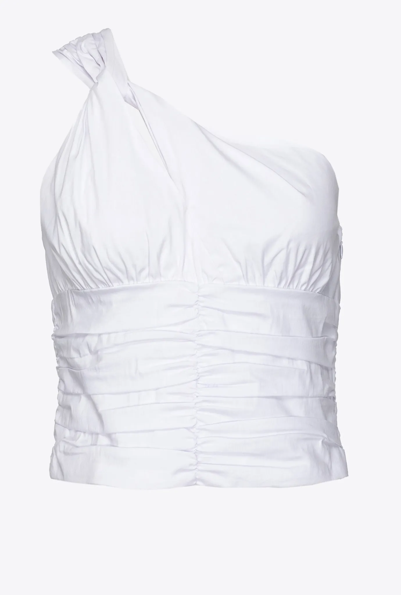 Topwear|PINKO Top Asymetrique En Popeline Stretch Blanc Brill.
