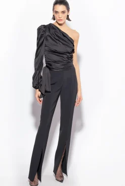 Topwear|PINKO Top Asymetrique En Satin Noir Limousine