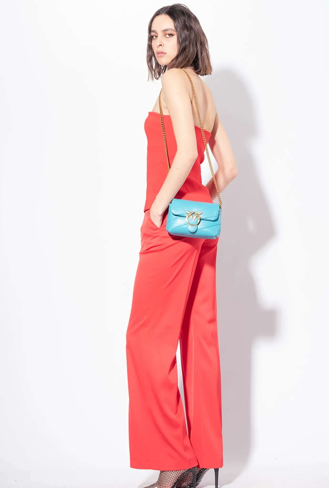 Tailleurs Et Ensembles|PINKO Top Boutonne Sans Manches Rouge Formule 1