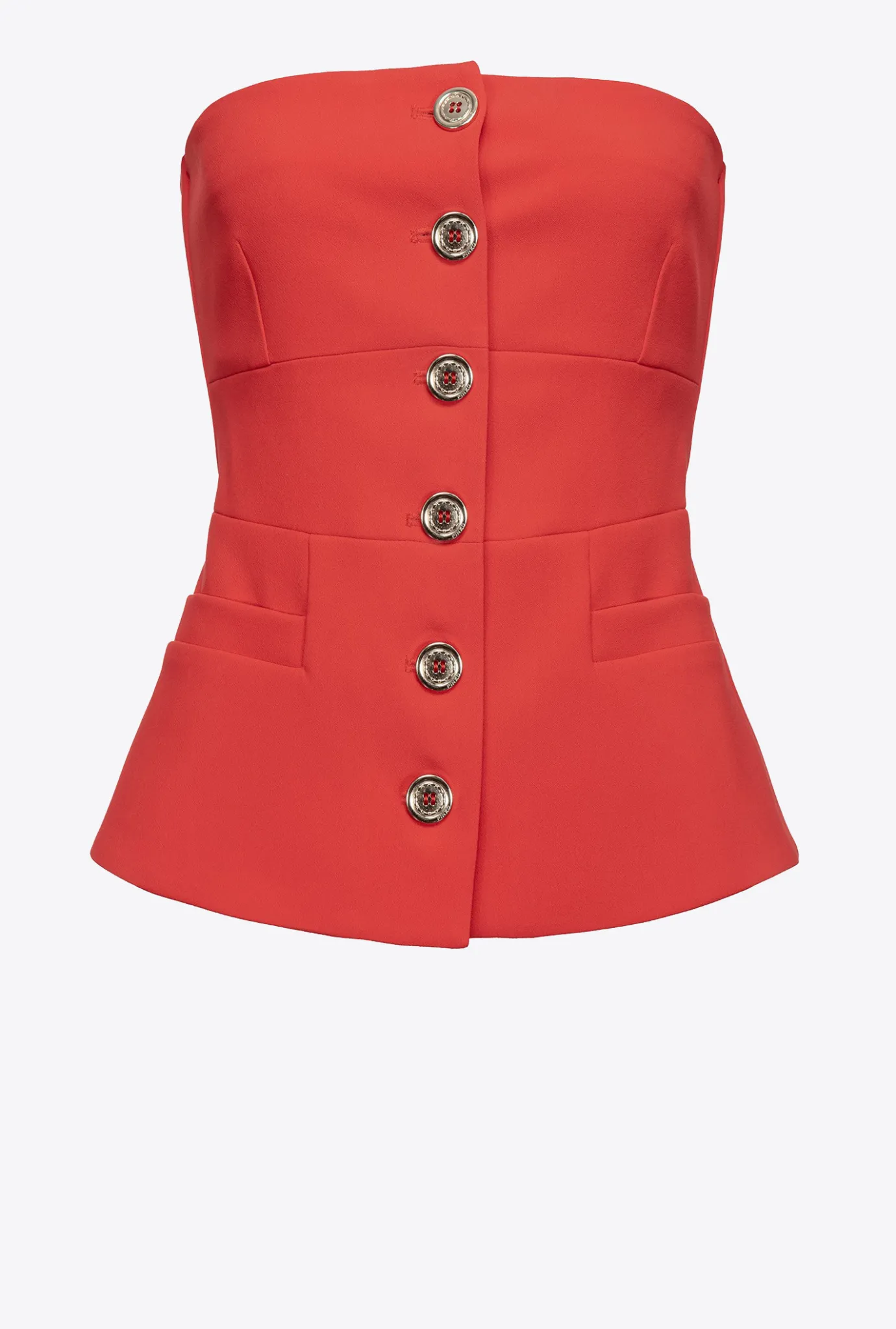 Tailleurs Et Ensembles|PINKO Top Boutonne Sans Manches Rouge Formule 1