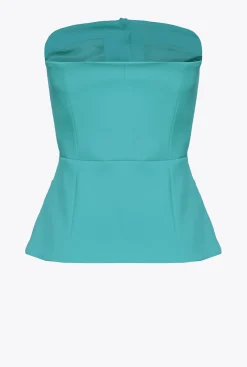 Tailleurs Et Ensembles|PINKO Top Boutonne Sans Manches Bleu Ciel-Marine