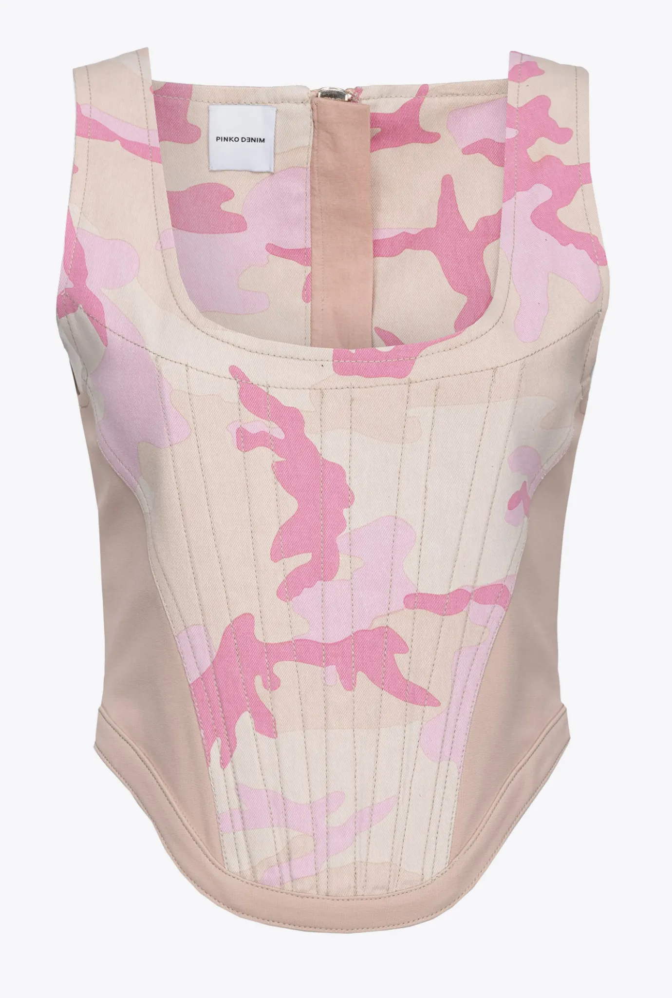 Tailleurs Et Ensembles|PINKO Top Bustier En Bull A Motif Camouflage Mult. Nude/Rose