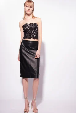 Tailleurs Et Ensembles|PINKO Top Bustier En Dentelle Noir Limousine