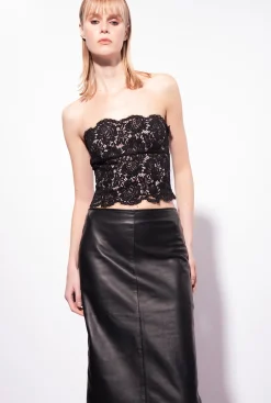 Tailleurs Et Ensembles|PINKO Top Bustier En Dentelle Noir Limousine