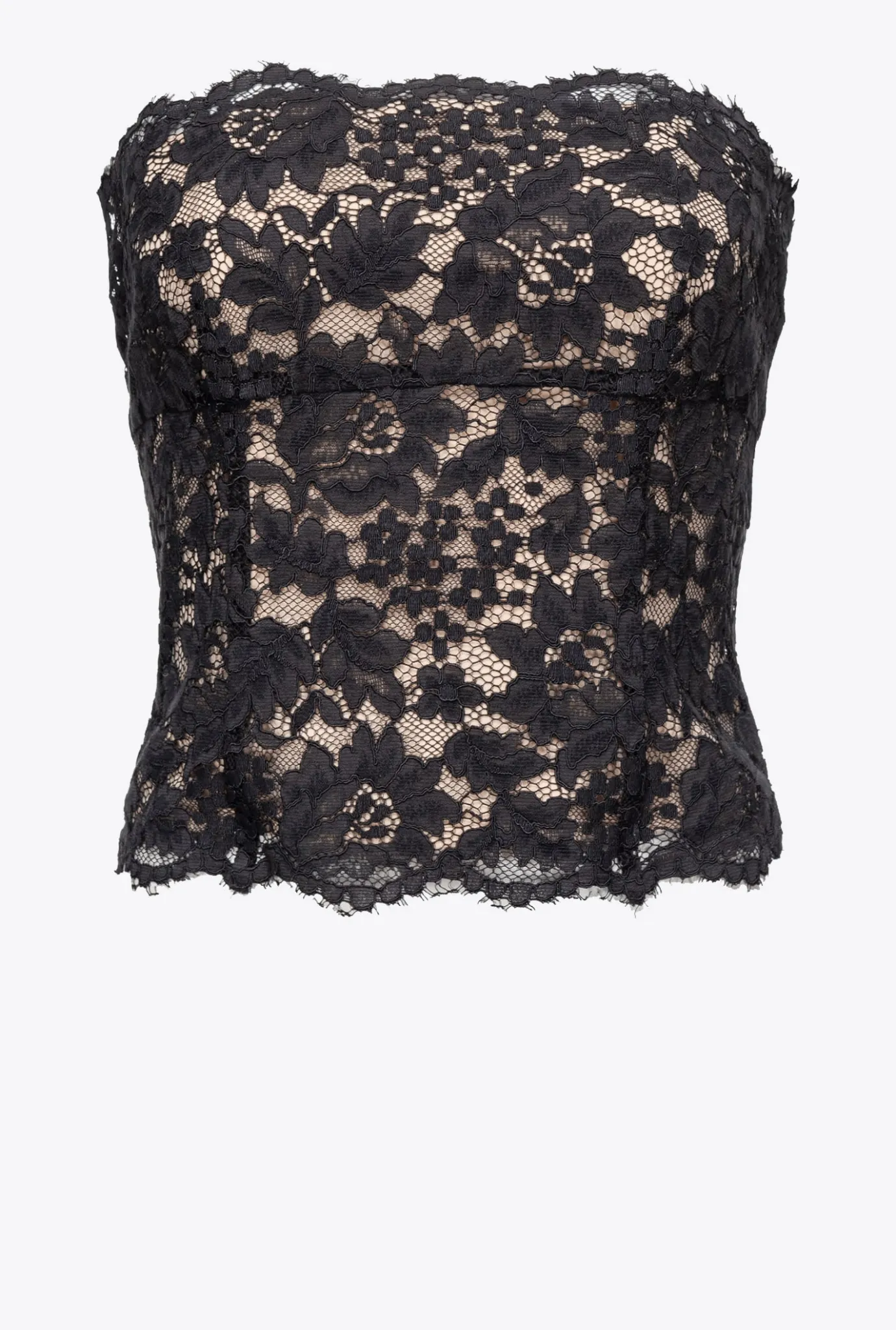 Tailleurs Et Ensembles|PINKO Top Bustier En Dentelle Noir Limousine