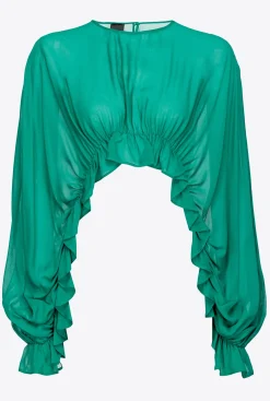 Vestes|PINKO Top Cache-Epaules A Volants Bonbon Gomme
