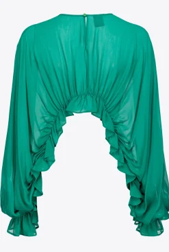 Vestes|PINKO Top Cache-Epaules A Volants Bonbon Gomme