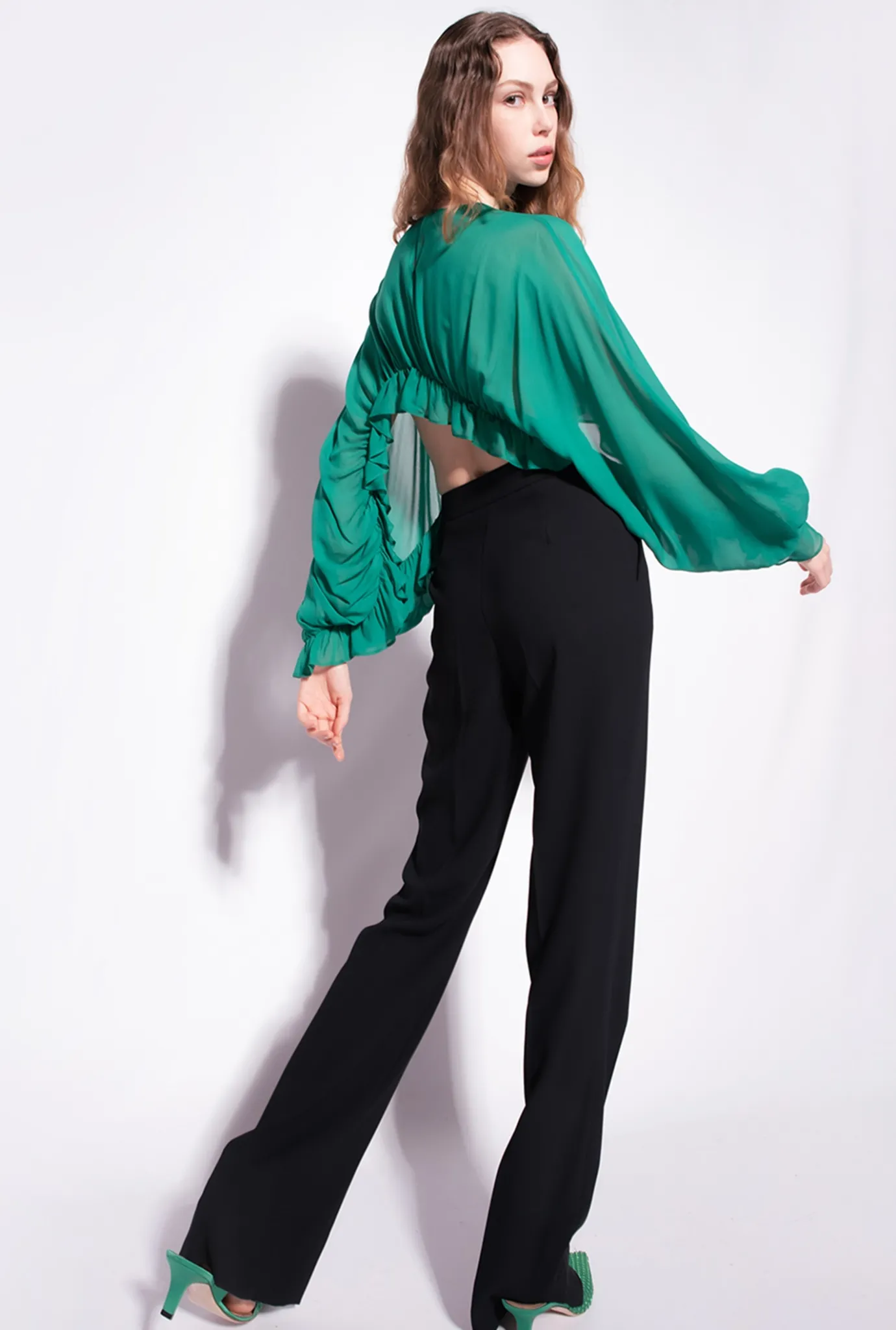 Vestes|PINKO Top Cache-Epaules A Volants Bonbon Gomme