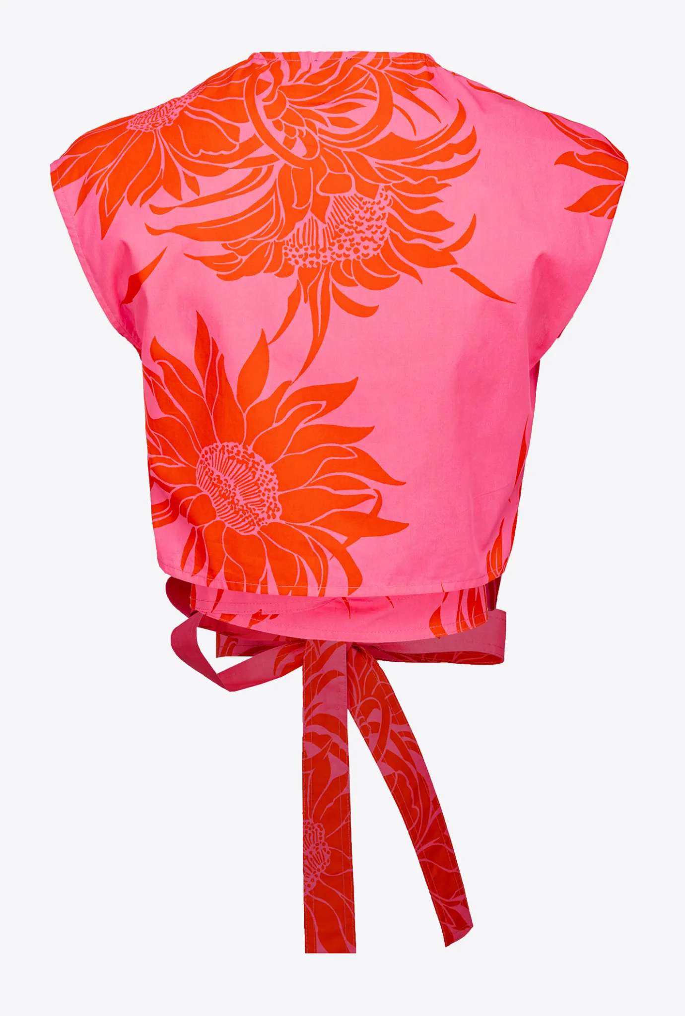 Topwear|PINKO Top Ceinture A Imprime Grande Fleur Rose/Rouge