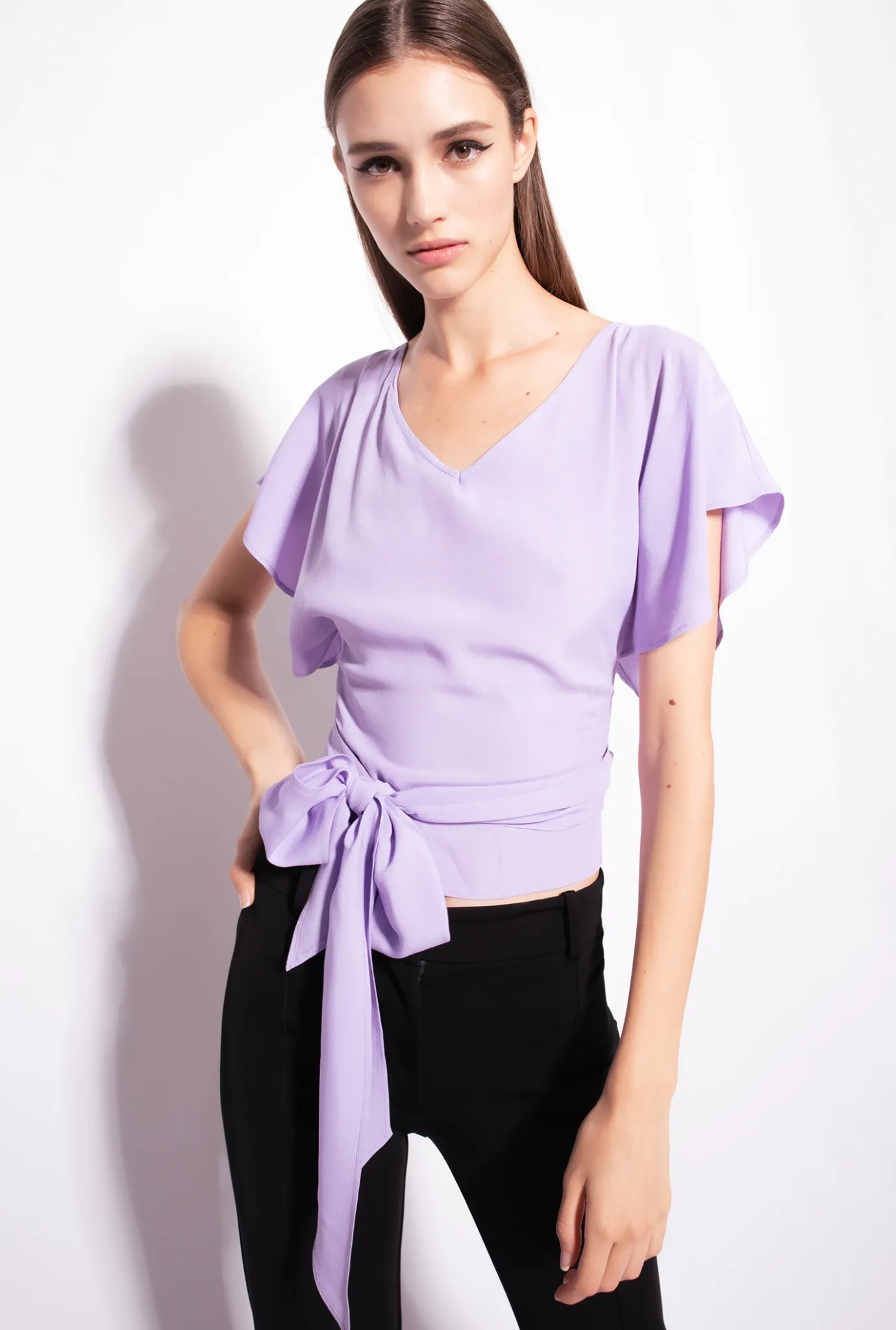 Tailleurs Et Ensembles|PINKO Top Ceinture En Crepe Marocain Violet Tulipe