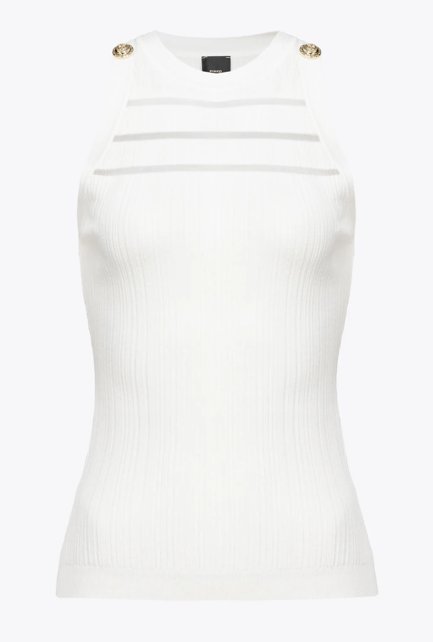 Tailleurs Et Ensembles|PINKO Top Cotele A Details Transparents Blanc Soie