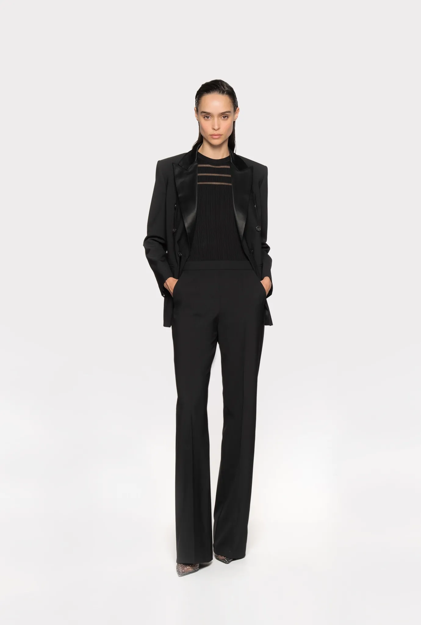 Topwear|PINKO Top Cotele A Details Transparents Noir Limousine