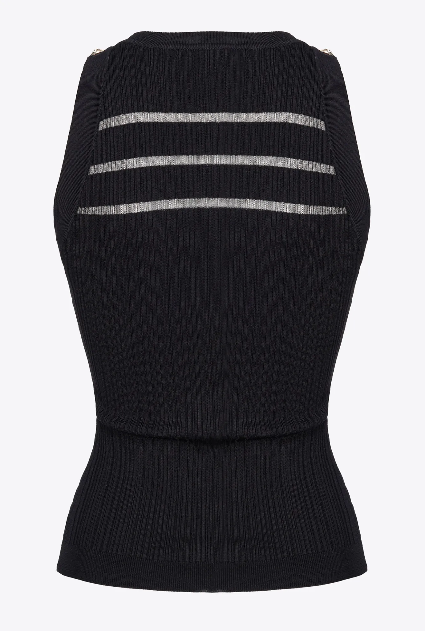 Topwear|PINKO Top Cotele A Details Transparents Noir Limousine