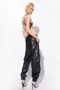 Topwear|PINKO Top Court A Imprime Tatouage Avec Broderies Chair/Noir