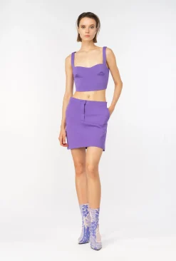 Topwear|PINKO Top Court Effet Scuba Lilas Lavande