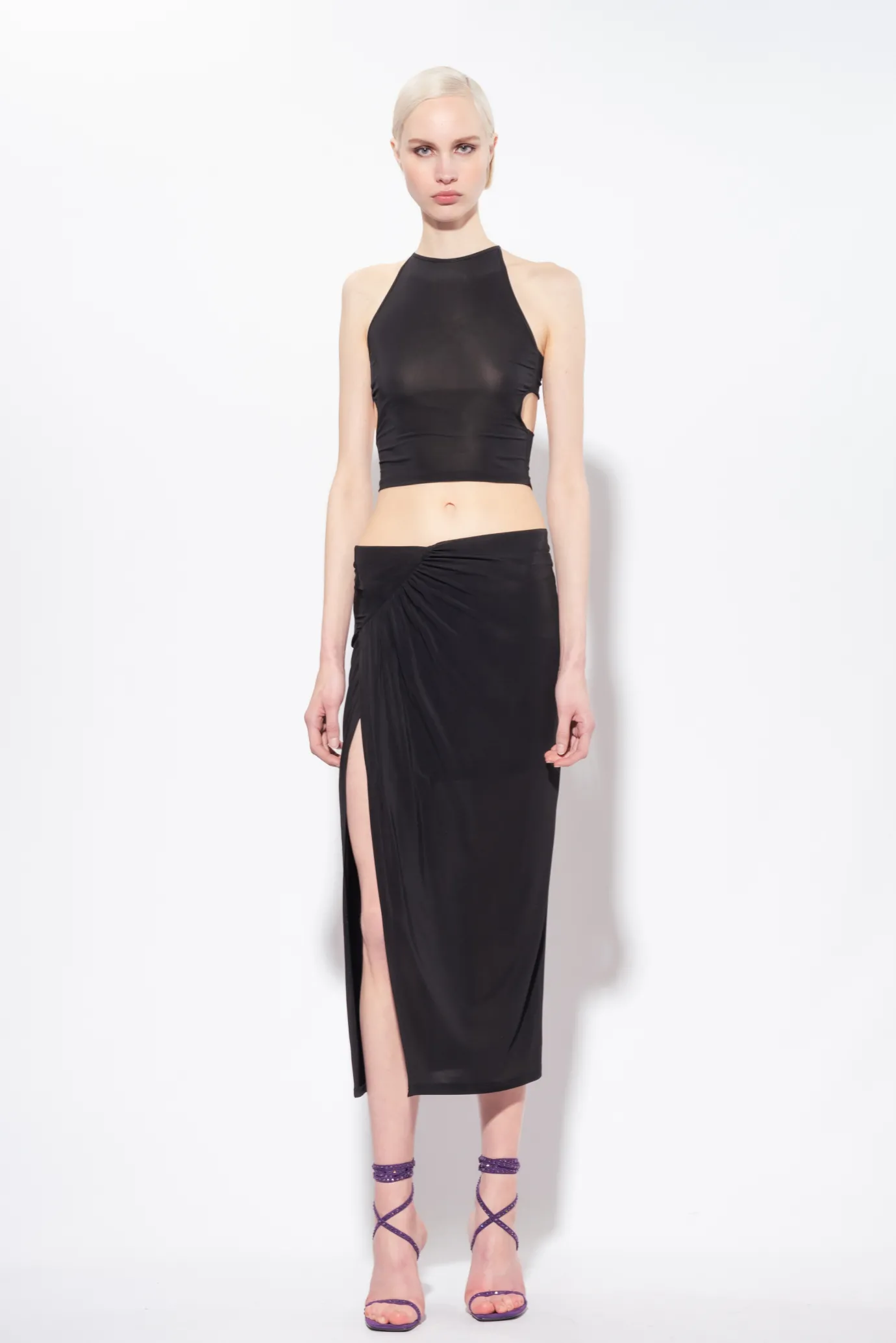 Topwear|PINKO Top Court En Jersey Fluide Noir Limousine
