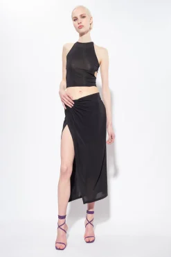 Topwear|PINKO Top Court En Jersey Fluide Noir Limousine