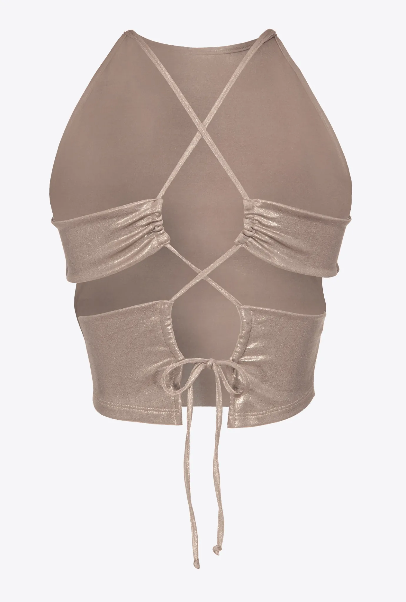 Topwear|PINKO Top Court En Jersey Lame Effet Mouille Beige Champignon