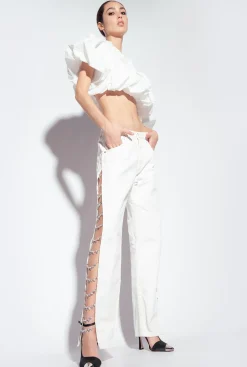 Topwear|PINKO Top Court En Taffetas Galleria Blanc Casse