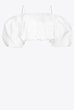 Topwear|PINKO Top Court En Taffetas Galleria Blanc Casse