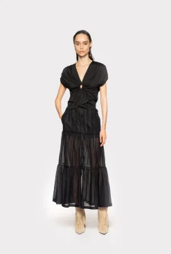 Topwear|PINKO Top Croise A Decoupe Noir Limousine