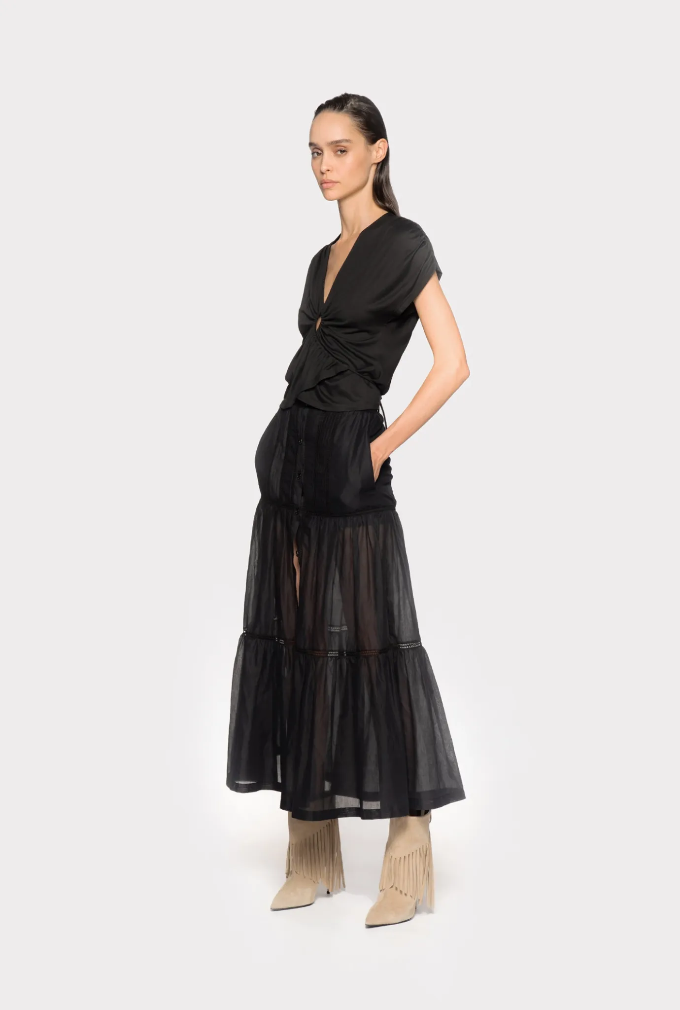 Topwear|PINKO Top Croise A Decoupe Noir Limousine