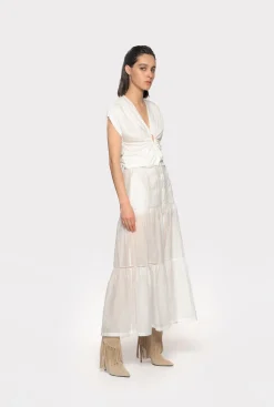 Topwear|PINKO Top Croise A Decoupe Blanc Immacule