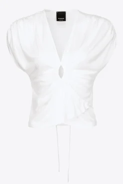 Topwear|PINKO Top Croise A Decoupe Blanc Immacule