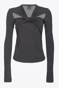 Pièces En Maille|PINKO Top Croise A Manches Longues Noir Limousine