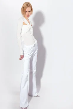 Pièces En Maille|PINKO Top Croise A Manches Longues Blanc Nimbus