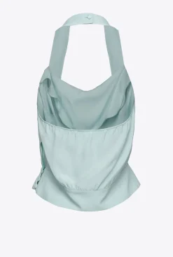 Tailleurs Et Ensembles|PINKO Top Dos Nu Bleu Mousseline
