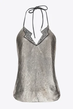 Topwear|PINKO Top Dos Nu En Metal Argent-Metallise